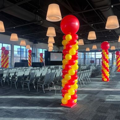 Tall Balloon Columns in ballroom for corporate event in Birmingham AL.