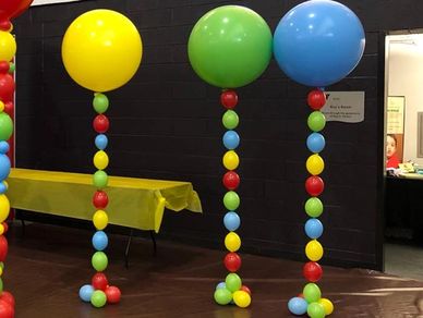 Multi colored balloon columns for indoor event in Birmingham AL.