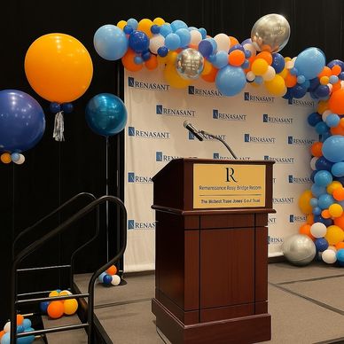 Premium demi arch over step and repeat signage for corporate event in Birmingham AL.