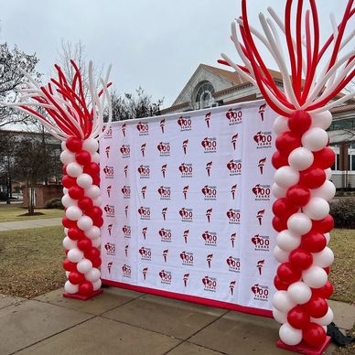 Alabama Heart Association Heart Walk balloon columns with crazy hair in Birmingham AL.