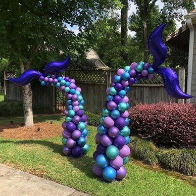 Mermaid balloon tails for outdoor pool party in Birmingham AL
