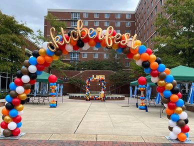 30' Outdoor Balloon arch celebrating Oktoberfest at UAB campus in Birmingham AL.