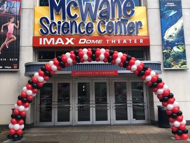 30' Balloon Arch outside of McWane Science Center in Birmmingham AL.