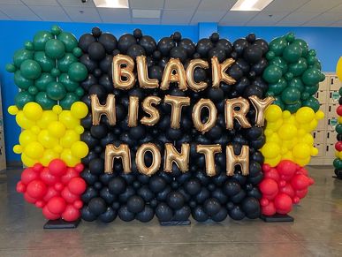8'x10' balloon wall for photo backdrop celebrating Black History Event in Birmingham AL.
