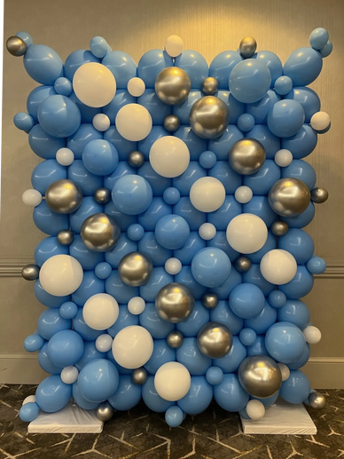 7'x5' balloon wall photo backdrop for private event in Birmingham AL.