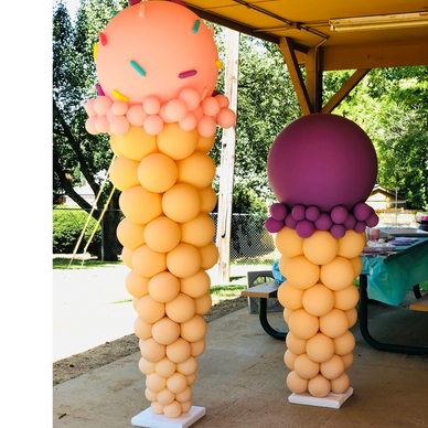 Ice cream cone balloon sculptures for outdoor birthday party in Birmingham AL.