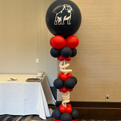Samford themed balloon column for campus event in Birmingham AL.