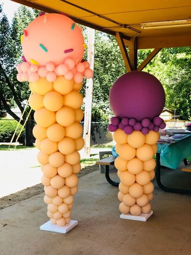 Ice cream cone balloon decor for birthday party in Birmingham AL.