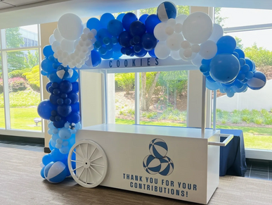 Balloon decor on cart at corporate event in Birmingham Alabama