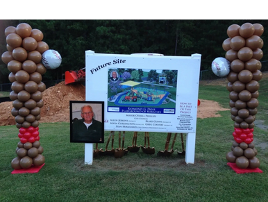 Baseball bat columns at Gardendale sports themed Grand Opening.