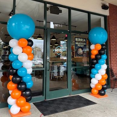 Balloon Columns outside of Moe's celebrating grand opening in Birmingham AL.