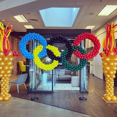 Olympus themed balloon sculptures for event in Birmingham AL.