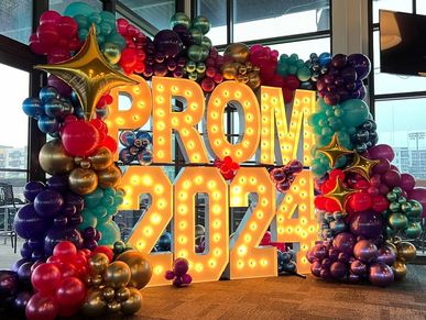 Marquee Lighted Letters with Organic garland for Birmingham AL Prom School Dance