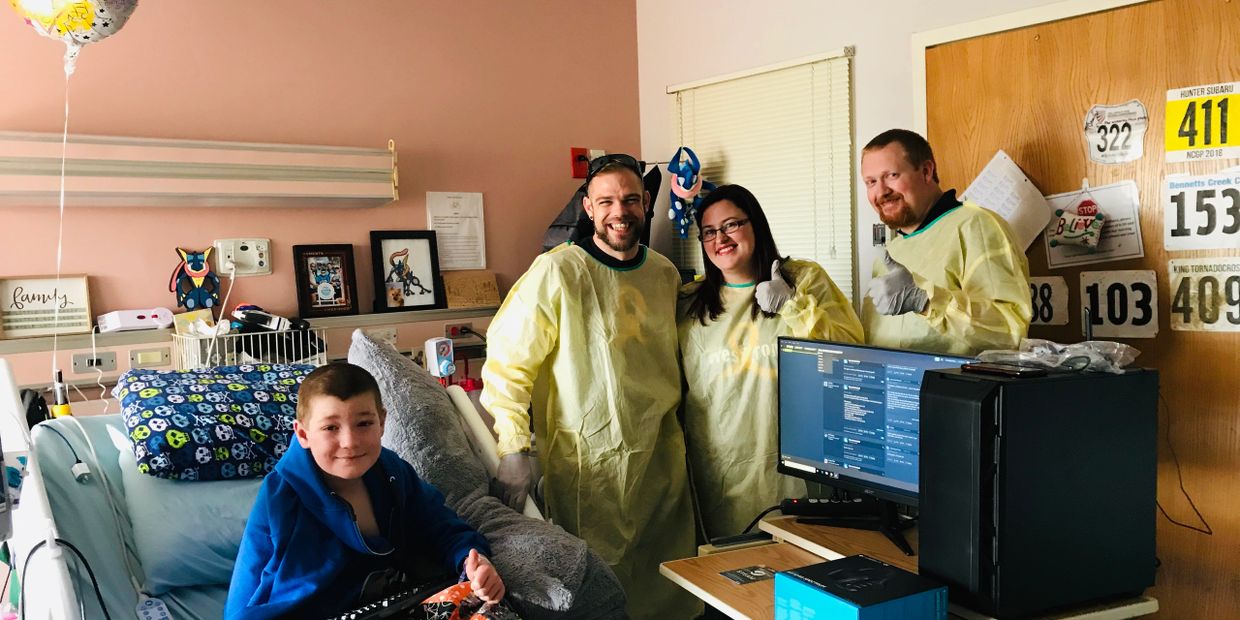 David receiving his gaming computer April 17, 2019.