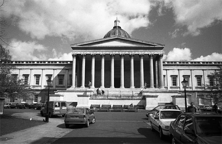 The Portico of University College, London, in Gower Street.