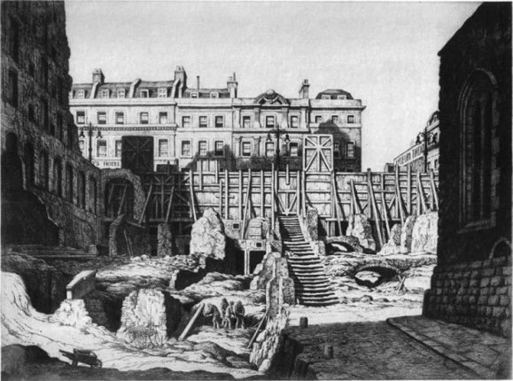 Here is an old nineteenth century drawing of the Savoy Steps going up to The Strand, the chapel is s
