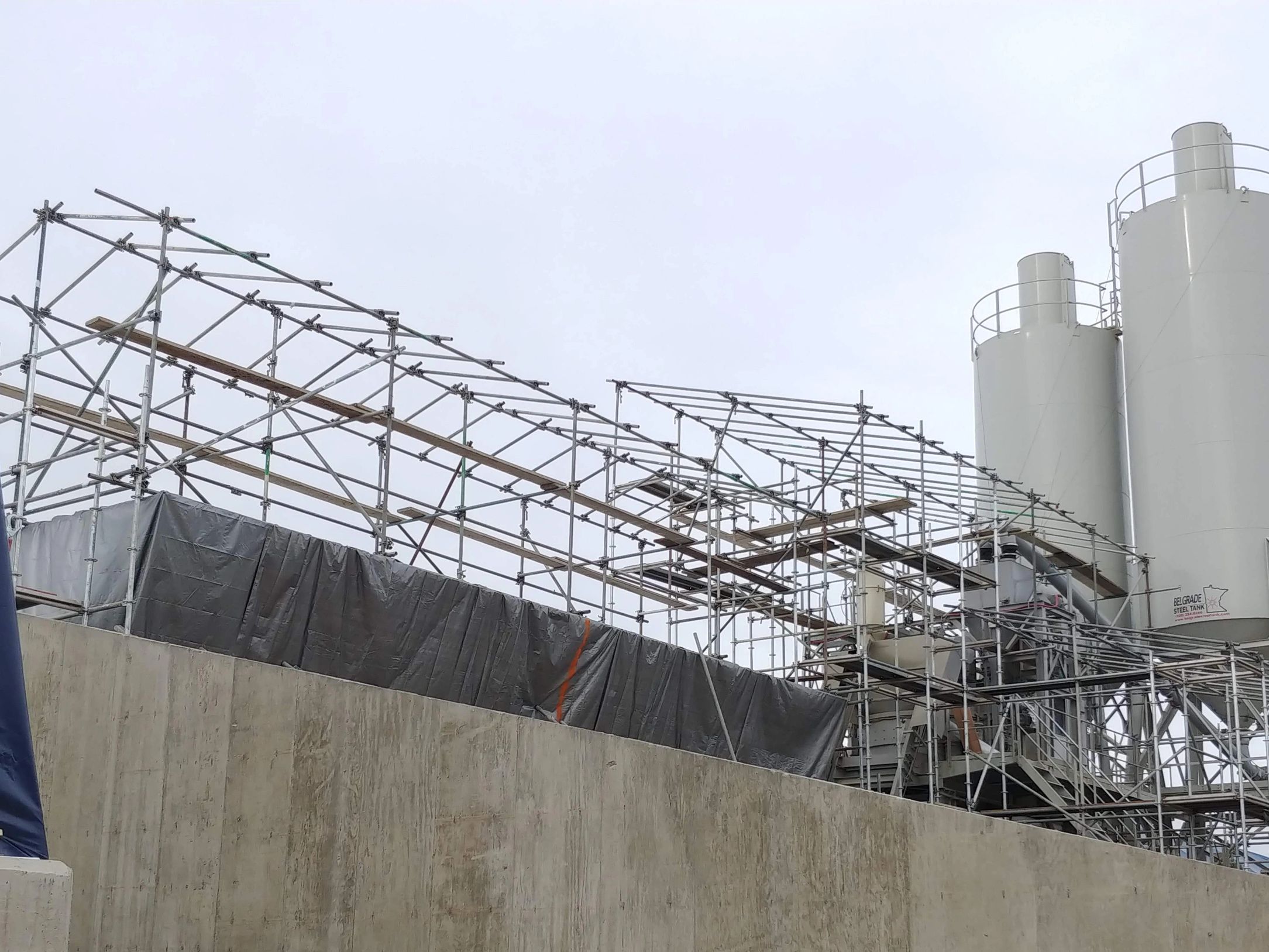 Industrial Scaffold, Batch Plant Cover for shrink wrap.