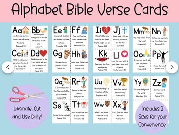 alphabet bible verse cards; abeka scripture cards; abc bible verses
