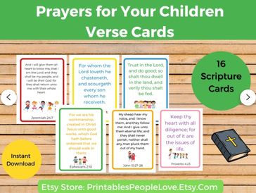 Verse cards; scripture cards; Verses for your children; prayer scriptures; Bible verses; Bible cards