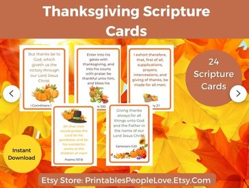Verse cards; scripture cards; Thanksgiving scriptures; Bible verses; Bible cards