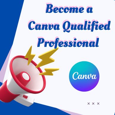 Become a Canva Qualified Professional with this announcement graphic.