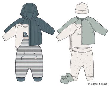 Freelance baby and kidswear Design Consultancy. Babywear Design, Range Plan. Outfit build