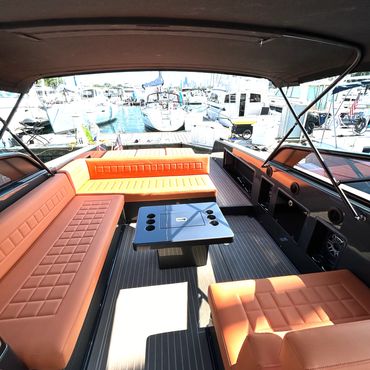 Clean yacht interior with freshly detailed cabin