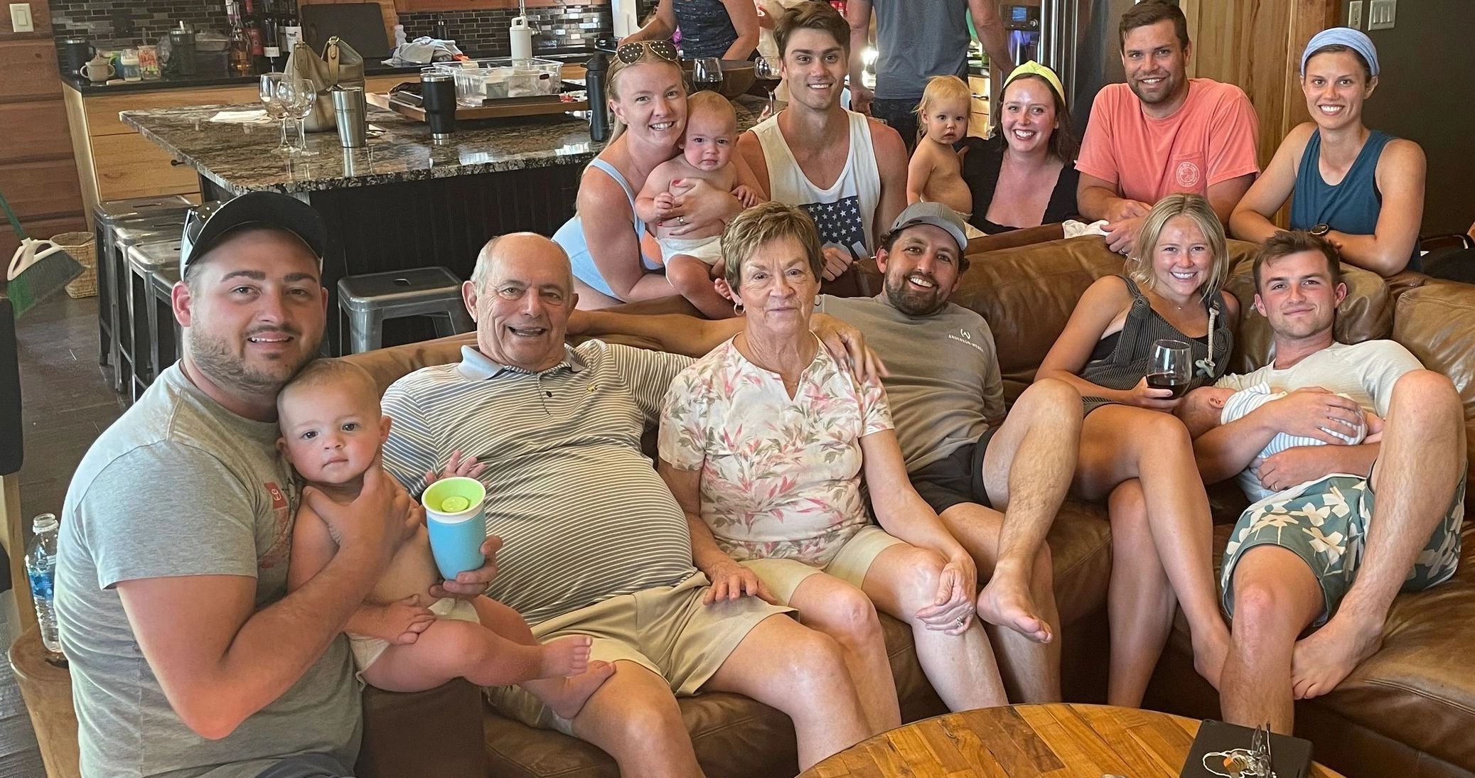 July 22, 2023 Front row: Taylor holding Brooks, Phil, Joan, Shane, Alexa, Alec holding Sloan Back row: Mallorey holding Braxton, Colin, Emily holding Evelyn, Jay, Molly LaFave Not pictured: Devon, Rian Weber July 22, 2023 Front row: Taylor holding Brooks, Phil, Joan, Shane, Alexa, Alec holding Sloan Back row: Mallorey holding Braxton, Colin, Emily holding Evelyn, Jay, Molly LaFave Not pictured: Devon, Rian Weber