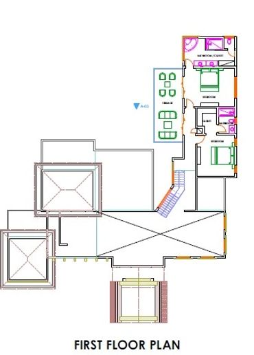 Architectural first floor plan showing room layout and furniture placement.