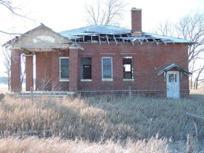 Devin carried a brick from this schoolhouse 60mi in his 1st walk to Topeka w/ Game On for KS Schools