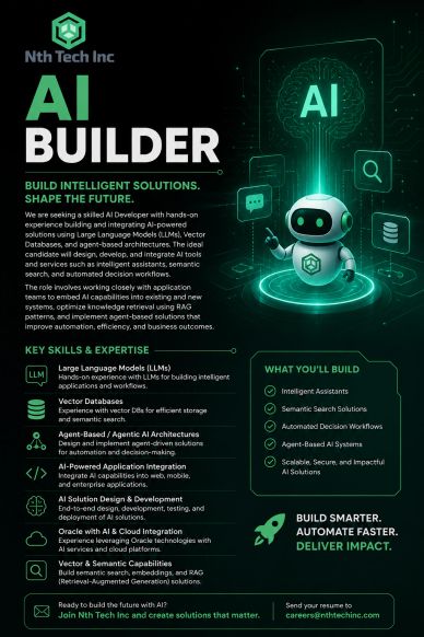 AI Builder job ad by Nth Tech Inc seeking skilled AI developers.