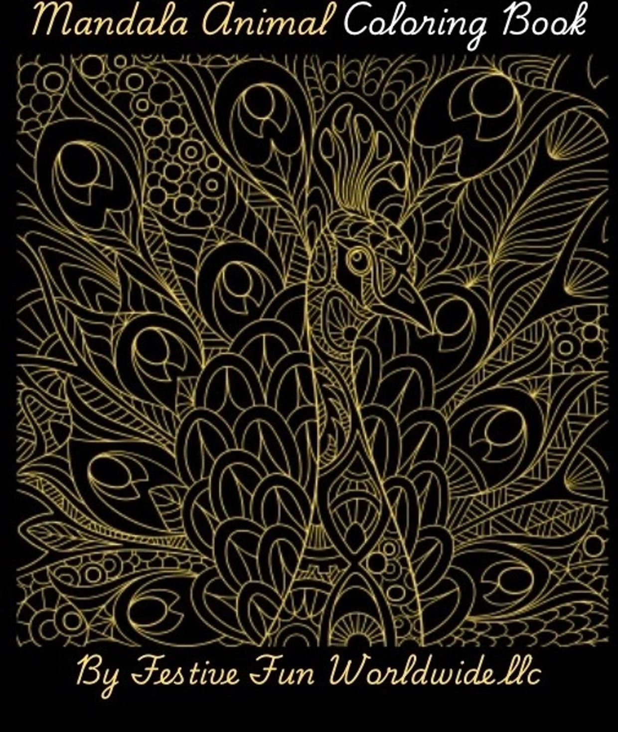 Intricate mandala peacock design for adult coloring book.