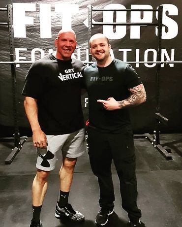 Photo of CEO Bruce Cardenas with FitOps volunteer instructor Stan Efferding.
