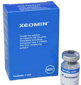 Xeomin botulinum toxin packaging and vial for injection use.