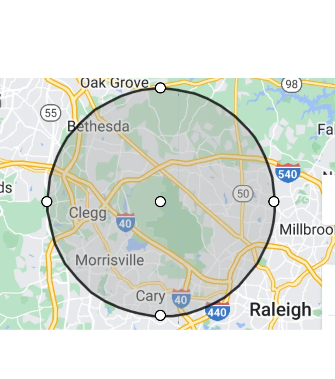 map of service radius