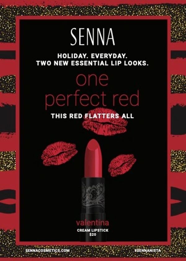Red lipstick and red lip kisses from SENNA Cosmetics