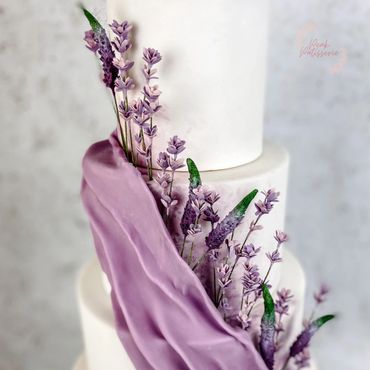 Close up of lilac pleat and sugar lavender and Veronica 