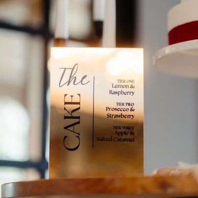 Gold mirror cake menu