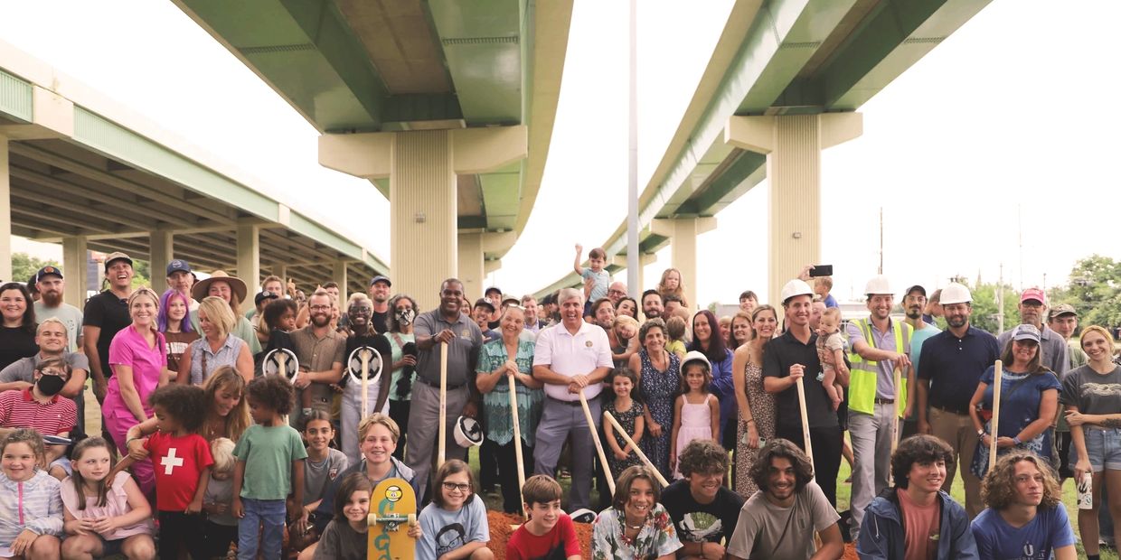 Ann Hill at the Blake Doyle Skate Park with Former Pensacola Mayor Grover Robinson