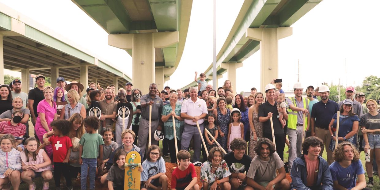 Ann Hill at the Blake Doyle Skate Park with Former Pensacola Mayor Grover Robinson