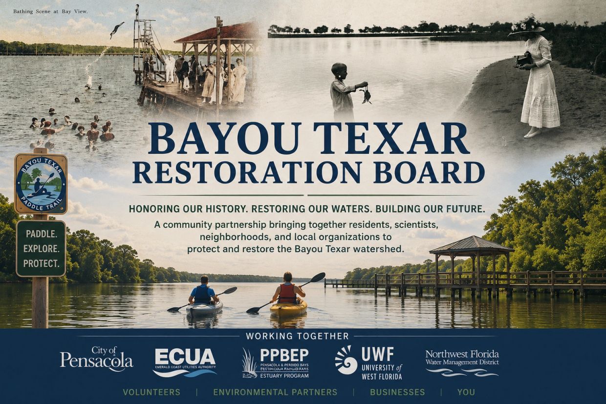 Bayou Texar Restoration Board promoting water conservation and community partnership.