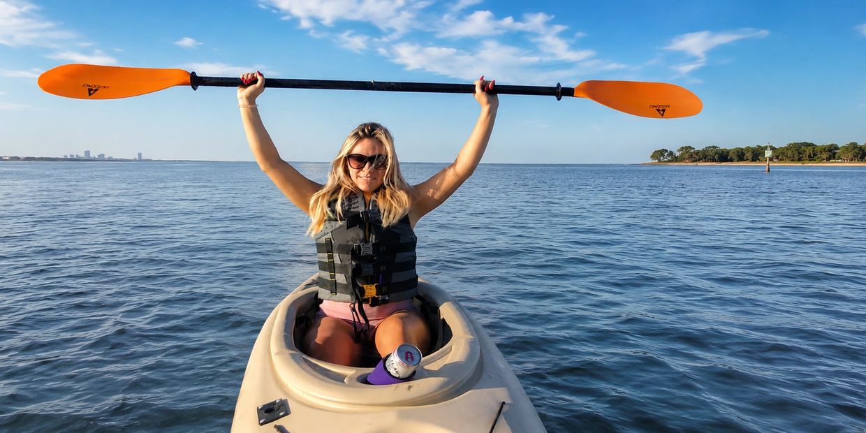 Kayaker on the Blueway community trail of pensacola bay, Mikela Ashlee Hill Ann's granddaughter
