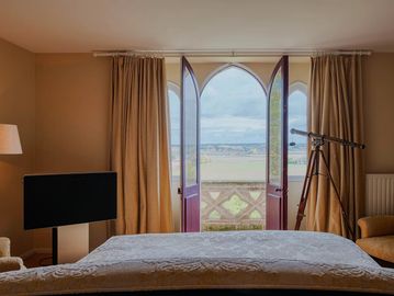 bedroom with balcony with view of loire valley