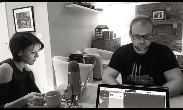 Sarah Cowan Johnson recording a podcast