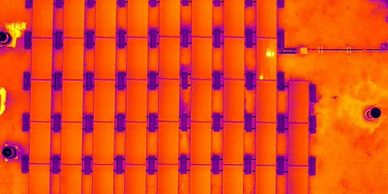 Drone Thermal Camera inspection on solar panels.