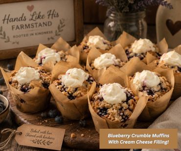 Blueberry Crumble Cheesecake filled muffins