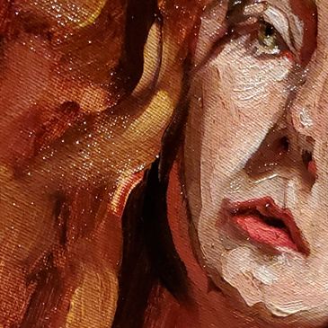 Detail of a self portrait I painted from a mirror.