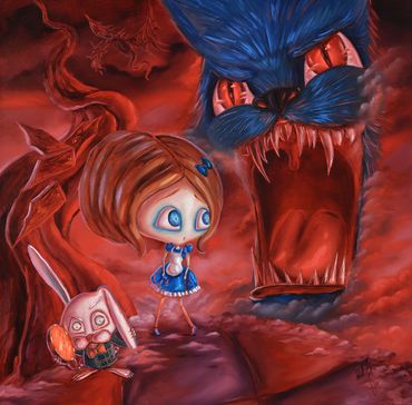 “Lost in Wonderland”, original oil painting from my Alice in Wonderland series. 