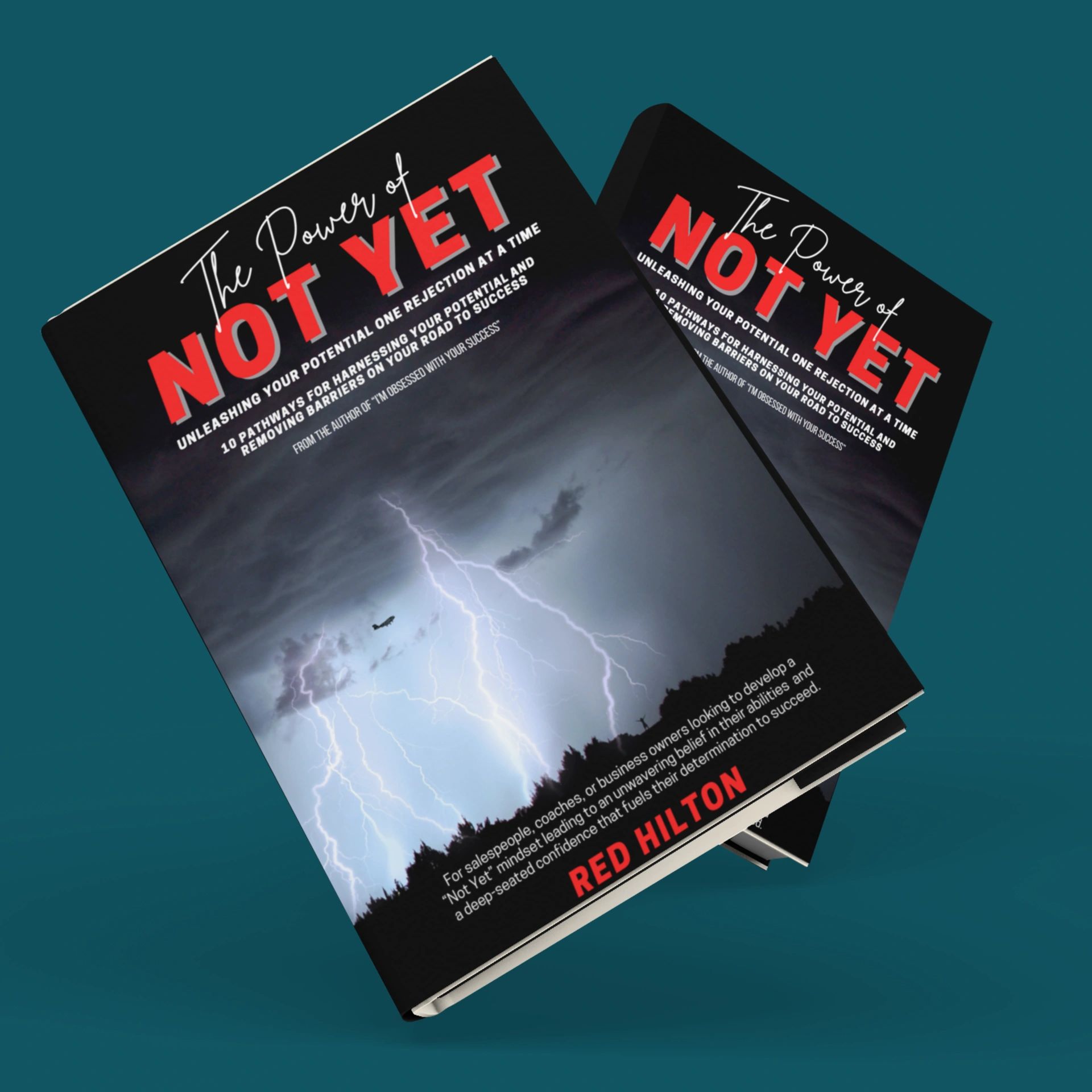 book showing word the power of not yet and a blame in lightening