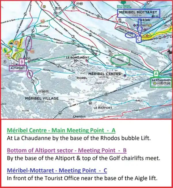 The Rhodos bubble lift at La Chaudanne, the main lesson meeting point in Meribel Centre